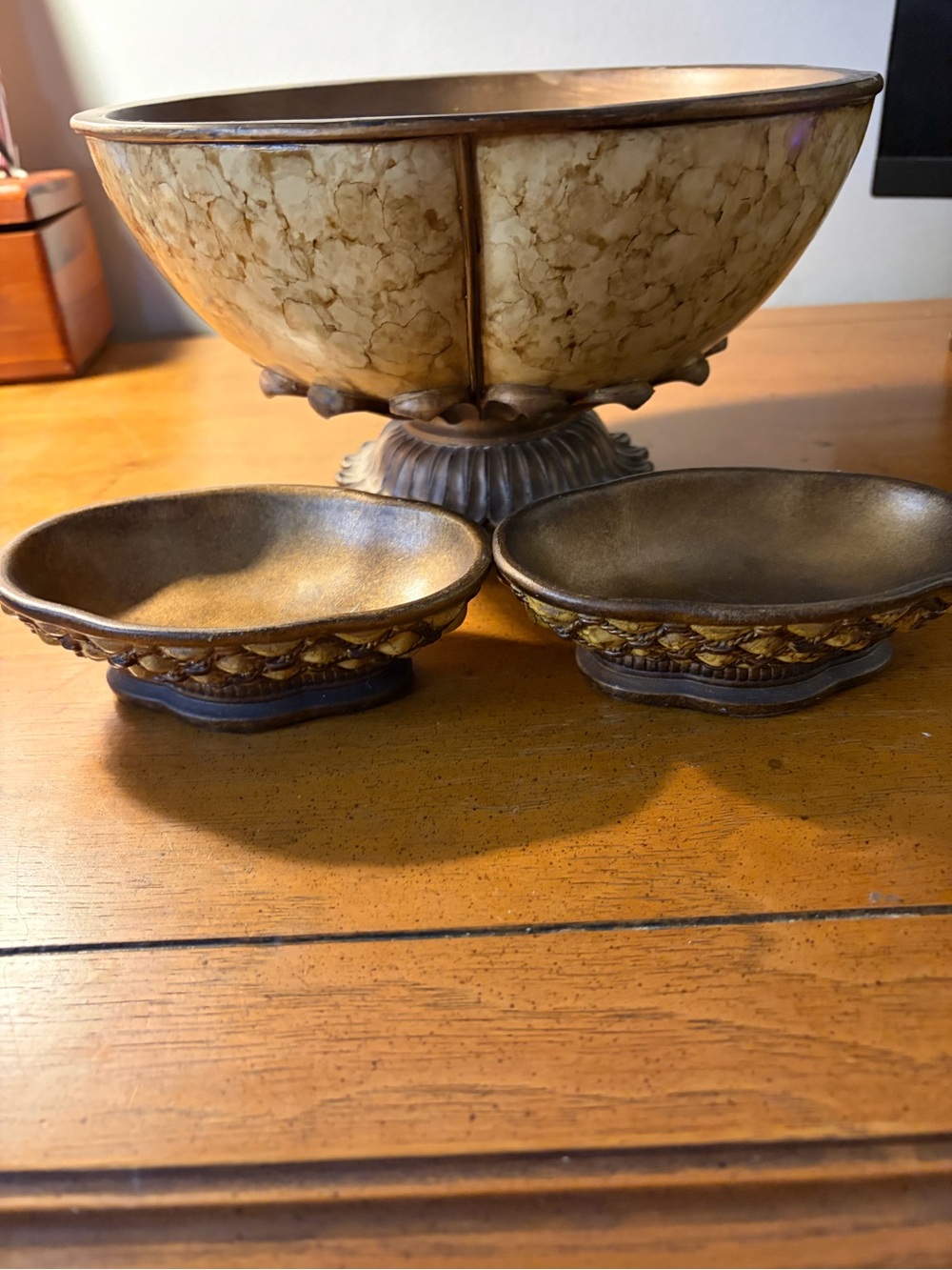 Vintage 2005 Tuscan Cambria Centerpiece Compote Bowl & Soap Dish Set (3 Pcs)✨